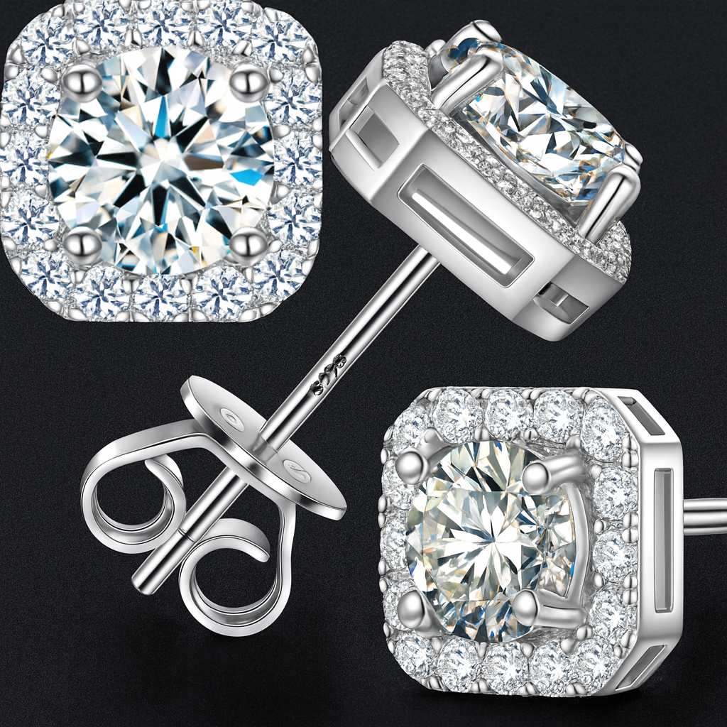 Pendientes Kings Stone Moissanita Plata 925 7mm