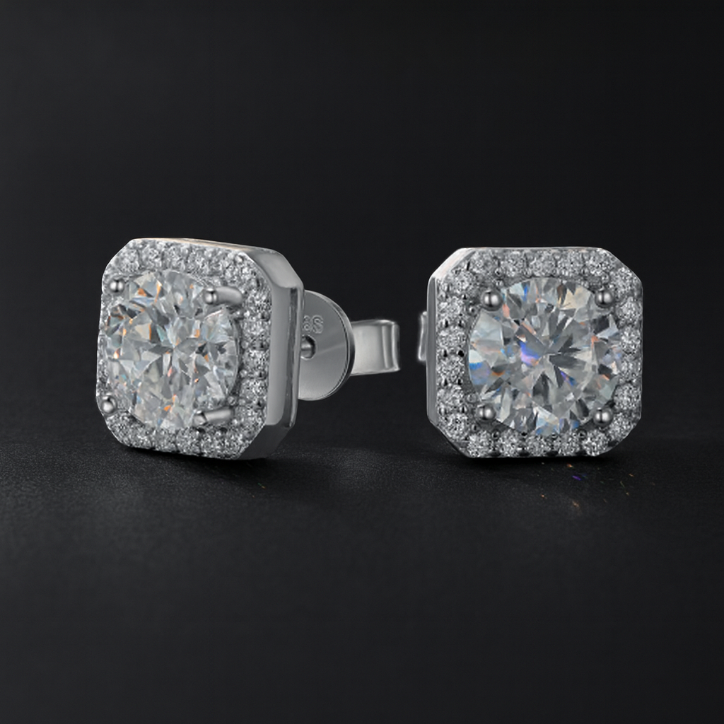 Pendientes Kings Stone Moissanita Plata 925 7mm