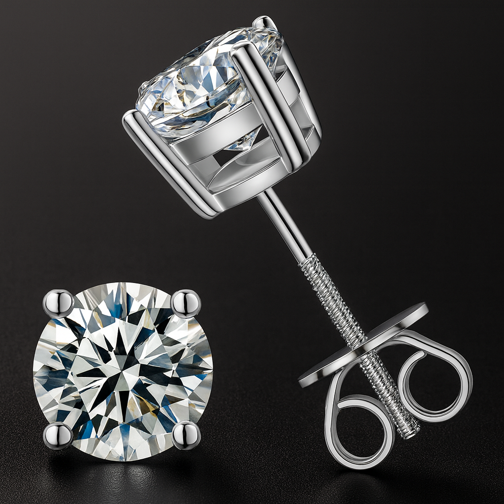 Pendientes Diamond Aura Stone Moissanita Plata 925 5mm