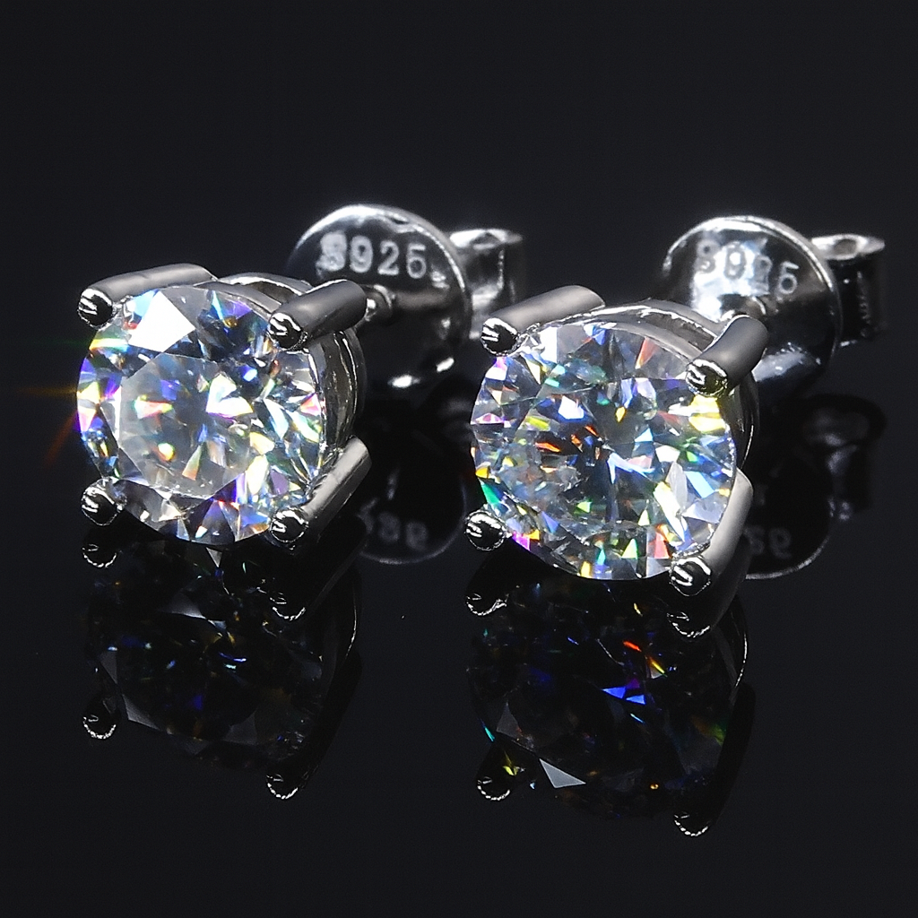 Pendientes Diamond Aura Stone Moissanita Plata 925 5mm