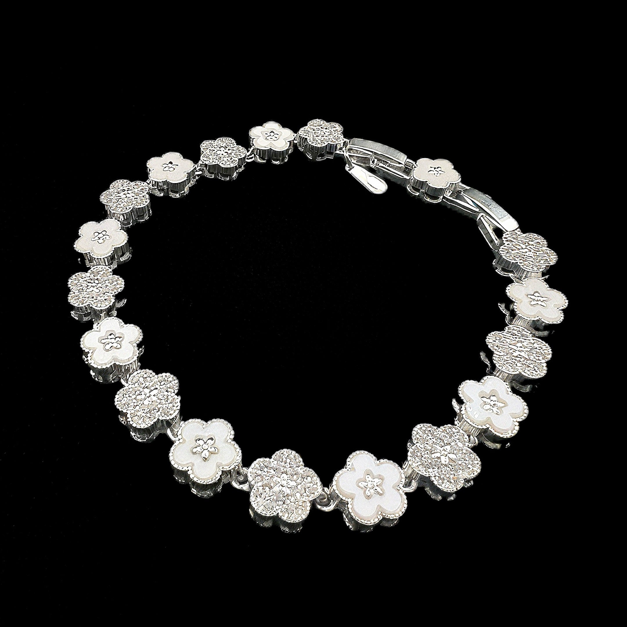Pulsera Crystal Flower Plata 925 19cm