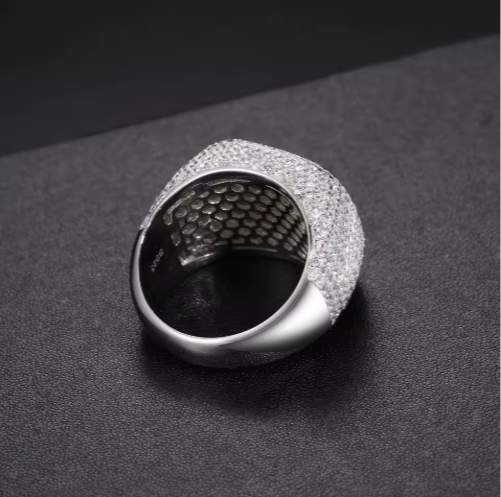 Anillo Royal Square Iced Rings Plata 925 Stone Moissanita VVS1