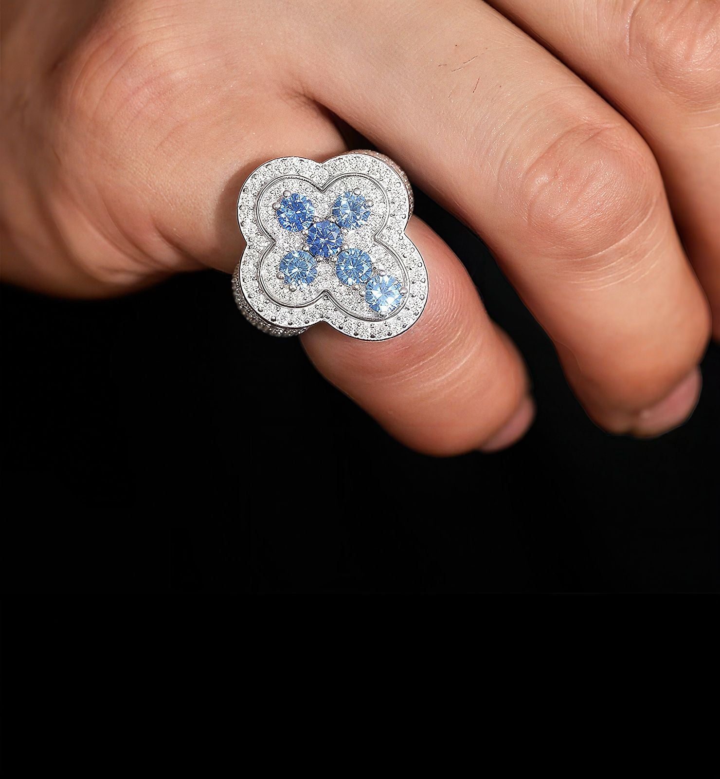 Anillo Blue Royal Shine Plata 925 Stone Moissanita CZ Azul