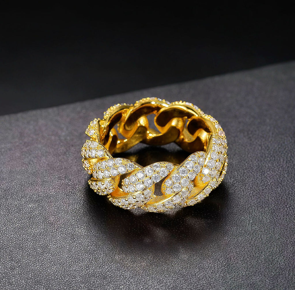 Anillo Cuban Royal Bands Plata 925 Stone Moissanita VVS1