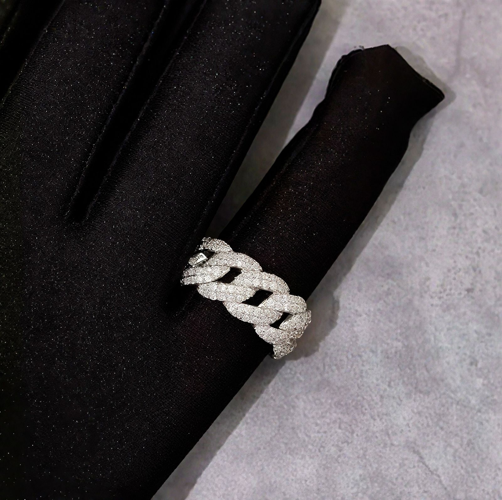 Anillo Cuban Royal Bands Plata 925 Stone Moissanita VVS1