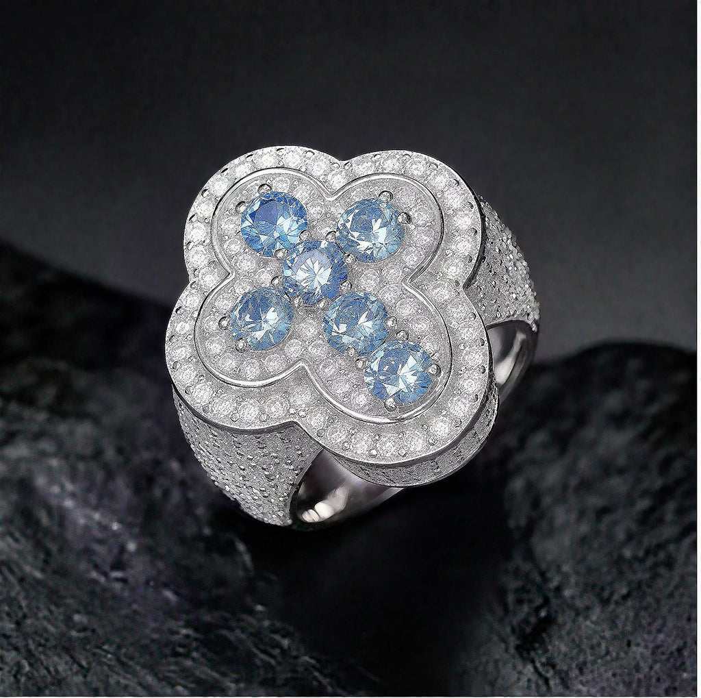 Anillo Blue Royal Shine Plata 925 Stone Moissanita CZ Azul